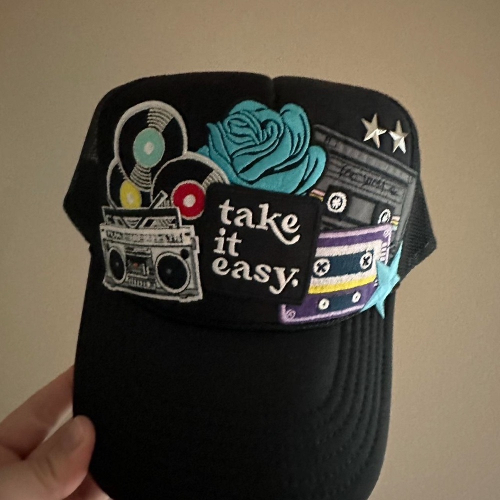 Black Trucker Hat with Music Theme